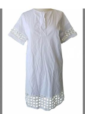 ZARA white cotton dress with eyelet cutouts M